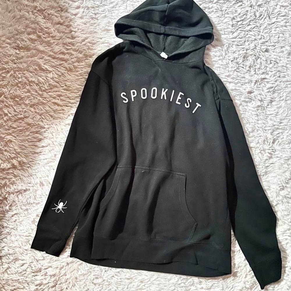 Halloween Spooky Season Spider Cozy Pullover Hoodie Unisex L Trick or Treat Dark